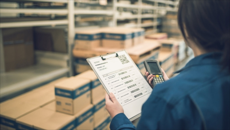 検品をする女性